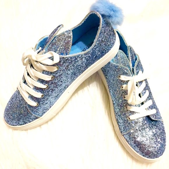 Women’s Blue bunny glitter sneakers - Picture 4 of 6